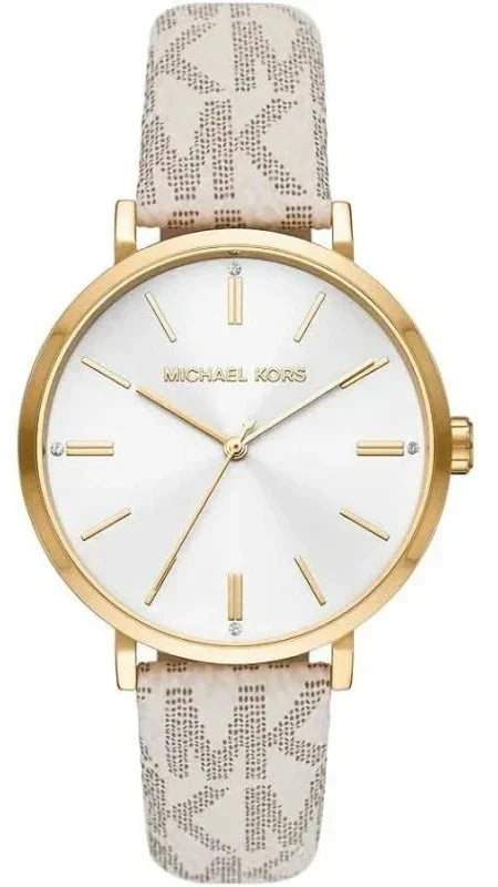 Michael Kors Pyper Analog Silver Dial White Leather Strap Watch for Women - MK2946 Authentic Buy Shop Now