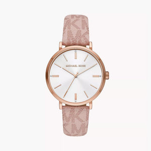 Michael Kors Pyper Quartz Silver Dial Pink Leather Strap Watch for Women - MK2947 Authentic Buy Shop Now