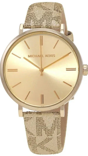 Michael Kors Addyson Quartz Gold Dial Gold Leather Strap Watch for Women - MK2952 Authentic Buy Shop Now
