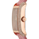 Michael Kors Emery Quartz Diamonds Red Dial Pink Leather Strap Watch For Women - MK2966 Authentic Buy Shop Now