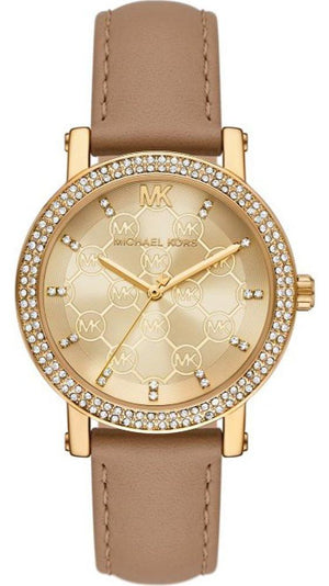 Michael Kors Corey Analog Gold Dial Brown Leather Strap Watch for Women - MK2986 Authentic Buy Shop Now