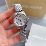 Michael Kors Lexington Quartz White Dial Silver Steel Strap Watch For Women - MK3228 Authentic Buy Shop Now
