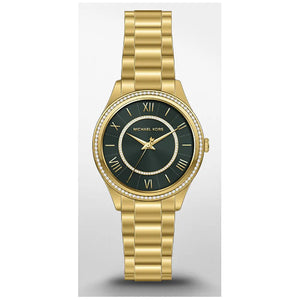 Michael Kors Lauryn Analog Green Dial Gold Steel Strap Watch for Women - MK4737 Authentic Buy Shop Now