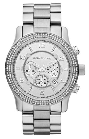 Michael Kors Runway Chronograph Quartz Silver Dial Silver Steel Strap Watch For Women - MK5574 Authentic Buy Shop Now