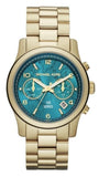 Michael Kors Runway Hunger Stop100 Series Blue Dial Gold Steel Strap Watch for Women - MK5815 Authentic Buy Shop Now