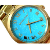 Michael Kors Channing Turquoise Dial Gold Steel Strap Watch For Women - MK5894 Authentic Buy Shop Now