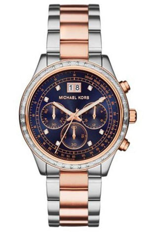 Michael Kors Brinkley Blue Dial Two Tone Steel Strap Watch for Women - MK6205 Authentic Buy Shop Now