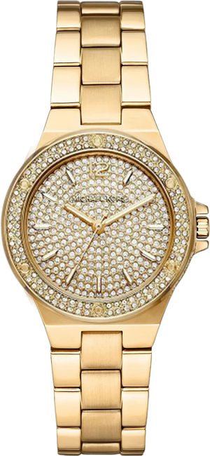 Michael Kors Lennox Three Hand Gold Dial Gold Steel Strap Watch For Women - MK7289 Authentic Buy Shop Now