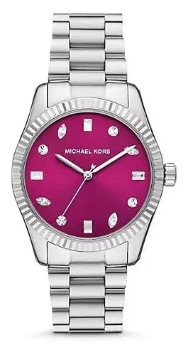 Michael Kors Lexington Three-Hand Pink Dial Silver Steel Strap Watch For Women - MK7443 Authentic Buy Shop Now