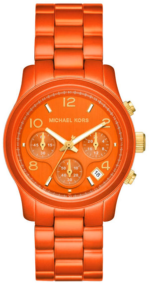 Michael Kors Runway Chronograph Limited Edition Orange Dial Orange Steel Strap Watch for - MK7477LE Authentic Buy Shop Now