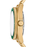 Michael Kors Maritime Analog Green Dial Gold Steel Strap Watch for Men - MK9162 Authentic Buy Shop Now