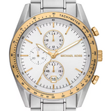 Michael Kors Accelerator Chronograph White Dial Silver Steel Strap Watch For Men - MK9112 Authentic Buy Shop Now