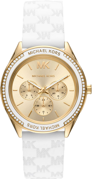Michael Kors Jessa Quartz Gold Dial White Silicone Strap Watch For Women - MK7267 Authentic Buy Shop Now