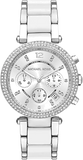 Michael Kors Parker Chronograph Silver Dial Silver Steel Strap Watch For Women - MK6354 Authentic Buy Shop Now