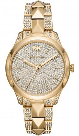 Michael Kors Runway Mercer Crystals Silver Dial Gold Steel Strap Watch For Women - MK6715 Authentic Buy Shop Now