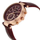 Michael Kors Sawyer Maroon Dial Maroon Leather Strap Watch for Women - MK2426 Authentic Buy Shop Now