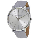 Michael Kors Jaryn Quartz Silver Dial Grey Leather Strap Watch For Women - MK2470 Authentic Buy Shop Now