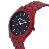 Michael Kors Slim Runway Quartz Black Dial Red Steel Strap Watch for Men - MK8712 Authentic Buy Shop Now