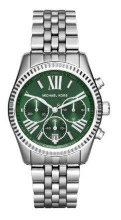 Michael Kors Lexington Quartz Green Dial Silver Steel Strap Watch For Women - MK6222 Authentic Buy Shop Now