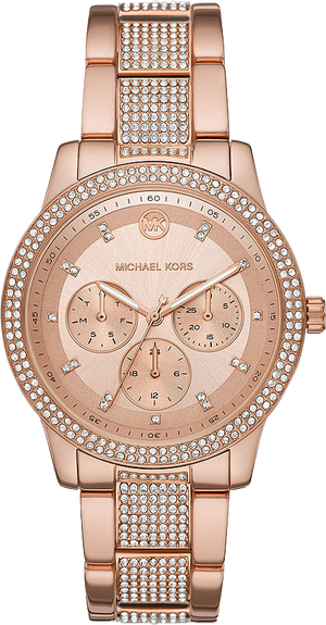 Michael Kors Tibby Chronograph Crystals Rose Gold Dial Rose Gold Steel Strap Watch For Women - MK6826 Authentic Buy Shop Now