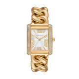 Michael Kors Emery Three Hand Silver Dial Gold Steel Strap Watch For Women - Mk7300 Authentic Buy Shop Now