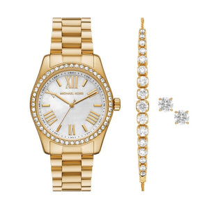 Michael Kors Lexington Mother of Pearl White Dial Gold Steel Strap Watch for Women - MK1079 Authentic Buy Shop Now
