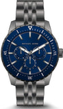 Michael Kors Chronograph Cunningham Multifunction Blue Dial Grey Steel Strap Watch For Men - MK7155 Authentic Buy Shop Now
