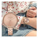 Michael Kors Charley Three-Hand Analog Rose Gold Dial Rose Gold Steel Strap Watch for Women - MK4400 Authentic Buy Shop Now
