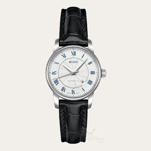 Mido Baroncelli III Automatic Silver Dial Black Leather Strap Watch For Women - M7600.4.21.4 Authentic Buy Shop Now