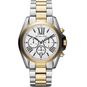 Michael Kors Bradshaw Chronograph Silver Dial Two Tone Steel Strap Watch For Women - MK5855 Authentic Buy Shop Now