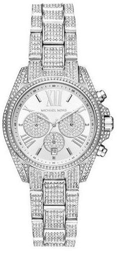 Michael Kors Mini Bradshaw Crystals Silver Dial Silver Steel Strap Watch For Women - MK6454 Authentic Buy Shop Now