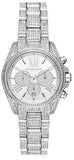 Michael Kors Mini Bradshaw Crystals Silver Dial Silver Steel Strap Watch For Women - MK6454 Authentic Buy Shop Now