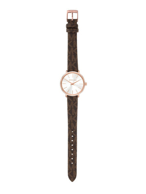 Michael Kors Pyper Quartz Silver Dial Brown Leather Strap Watch for Women - MK1036 Authentic Buy Shop Now