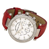 Michael Kors Parker Silver Dial Red Leather Strap Watch for Women - MK2278 Authentic Buy Shop Now