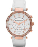 Michael Kors Parker White Diamonds Dial White Leather Strap Watch for Women - MK2281 Authentic Buy Shop Now