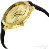 Michael Kors Slim Runway Quartz Gold Dial Black Leather Strap Watch For Women - MK2392 Authentic Buy Shop Now