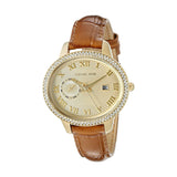 Michael Kors Whitley Quartz Gold Dial Brown Leather Strap Watch For Women - MK2428 Authentic Buy Shop Now