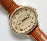 Michael Kors Whitley Quartz Gold Dial Brown Leather Strap Watch For Women - MK2428 Authentic Buy Shop Now