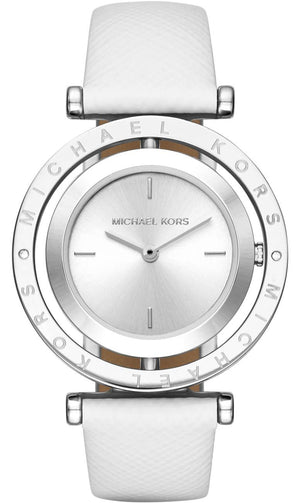 Michael Kors Averi Silver Dial White Leather Strap Watch for Women - MK2524 Authentic Buy Shop Now
