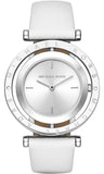 Michael Kors Averi Silver Dial White Leather Strap Watch for Women - MK2524 Authentic Buy Shop Now