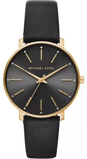 Michael Kors Pyper Black Dial Black Leather Strap Watch For Women - MK2747 Authentic Buy Shop Now