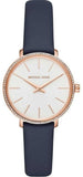 Michael Kors Pyper Analog White Dial Black Leather Strap Watch For Women - MK2804 Authentic Buy Shop Now
