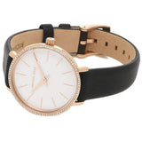 Michael Kors Pyper Three Hand White Dial Black Leather Strap Watch For Women - MK2835 Authentic Buy Shop Now