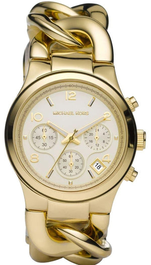 Michael Kors Runway Twist Gold Dial Gold Stainless Steel Strap Watch for Women - MK3131 Authentic Buy Shop Now