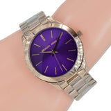 Michael Kors Slim Runway Purple Dial Rose Gold Steel Strap Watch for Women - MK3293 Authentic Buy Shop Now