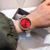 Michael Kors Darci Red DIal Rose Gold Stainless Steel Strap Watch for Women - MK3378 Authentic Buy Shop Now