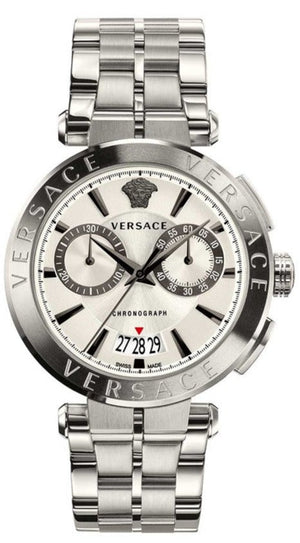 Versace Aion Chronograph White Dial Silver Steel Strap Watch for Men - VBR040017 Authentic Buy Shop Now