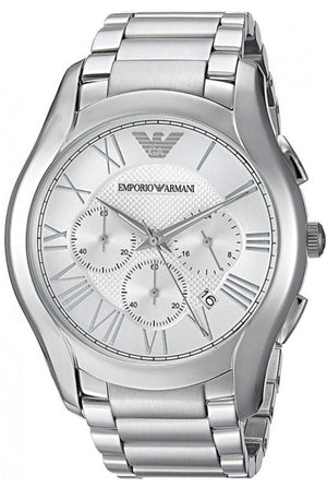 Emporio Armani Valente Chronograph Silver Dial Silver Steel Strap Watch For Men - AR11081 Authentic Buy Shop Now