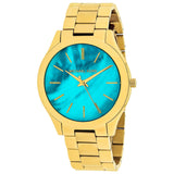 Michael Kors Slim Runway Blue Mother of Pearl Dial Gold Steel Strap Watch for Women - MK3492 Authentic Buy Shop Now