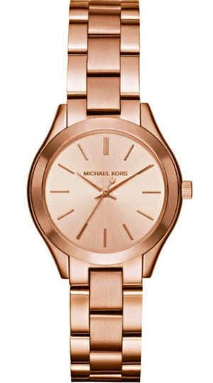 Michael Kors Slim Runway Rose Gold Dial Rose Gold Steel Strap Watch for Women - MK3513 Authentic Buy Shop Now